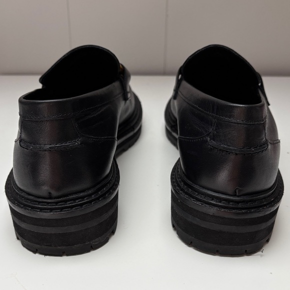 ❤️BODEN - Black Leather Loafers with Gold Accent - Picture 6 of 11